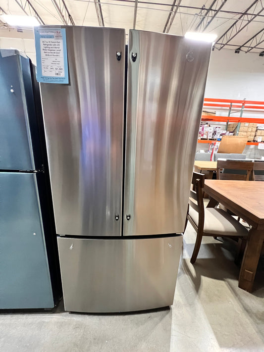 24.7 cu. ft. French-Door Refrigerator with LED Lighting and Internal Water Dispenser ( small dent on the left door/ dents on the side )