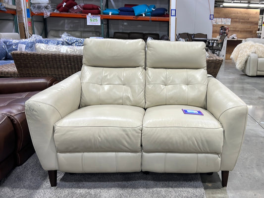 Timmons Leather Power Reclining Loveseat with Power Headrest - worn leather - right recliner rubs when reclining
