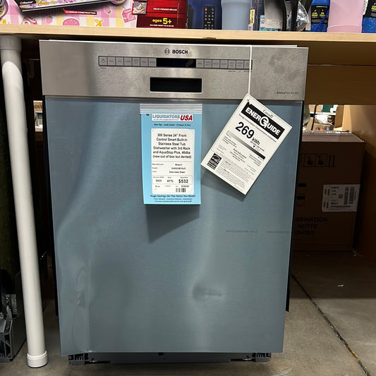 300 Series 24” Front Control Smart Built-in Stainless Steel Tub Dishwasher with 3rd Rack and AquaStop Plus, 46dba (new out of box but dented)