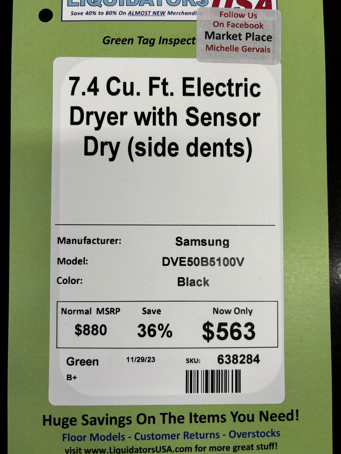 7.4 Cu. Ft. Electric Dryer with Sensor Dry (side dents)