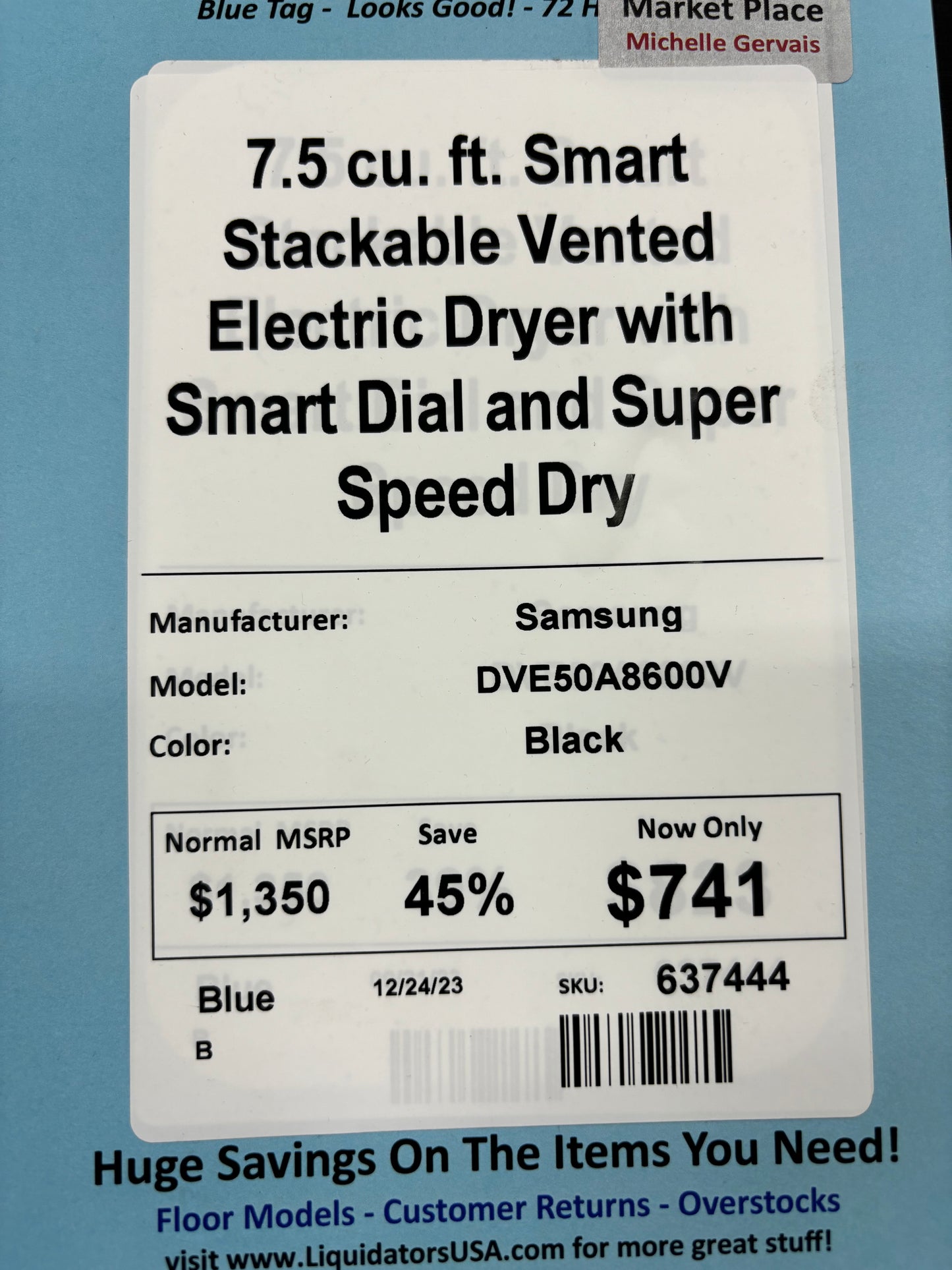 7.5 cu. ft. Smart Gas Dryer with Steam Sanitize+ and Sensor Dry